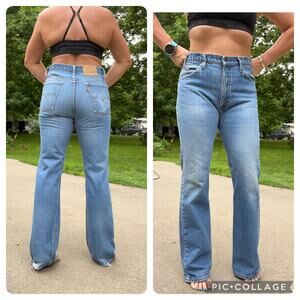 Vintage 80s Levi's 517 Orange Tab Boot Cut Blue Jeans Carolyn Kennedy